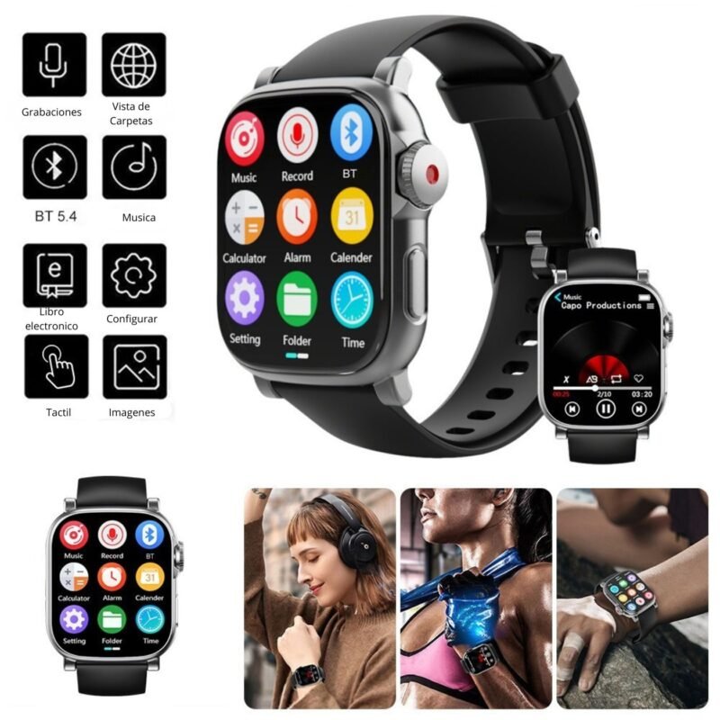 1 Reproductor Mp3 32g Reloj De Pulsera Bluetooth 5.4 Radio Fm