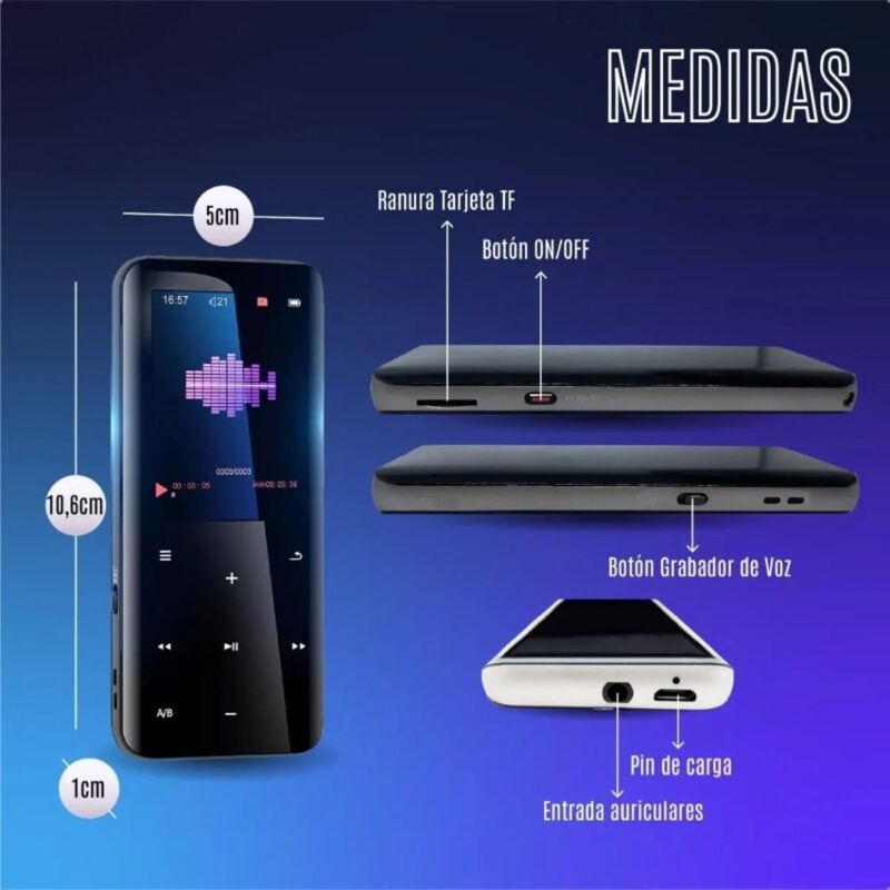 Reproductor Mp3 Mp4 Tactil 32gb Sonido Hifi Bluetooth 5.0