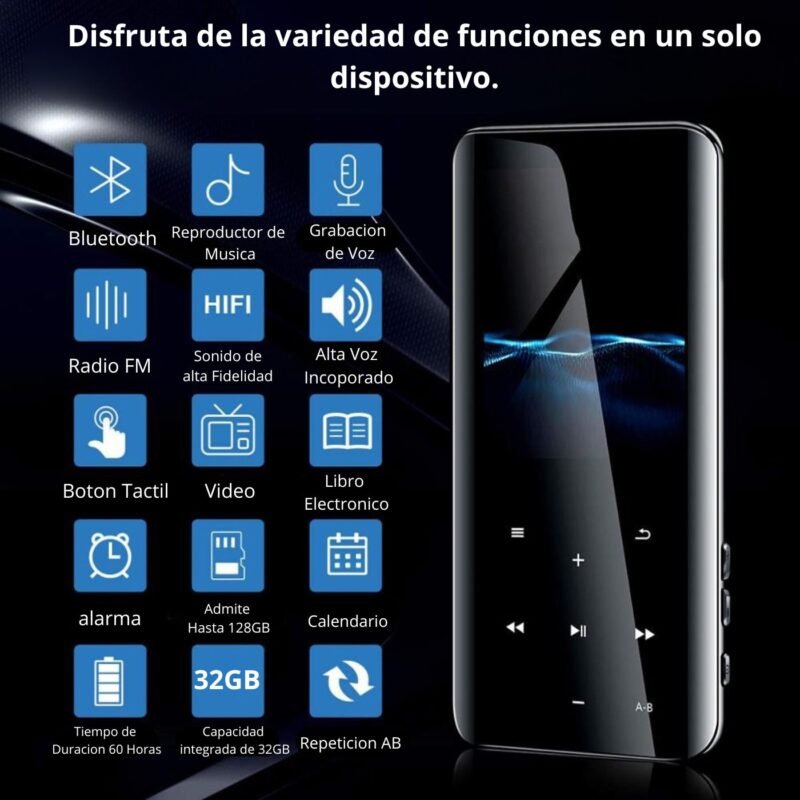 Reproductor Mp3 Mp4 Tactil 32gb Sonido Hifi Bluetooth 5.0