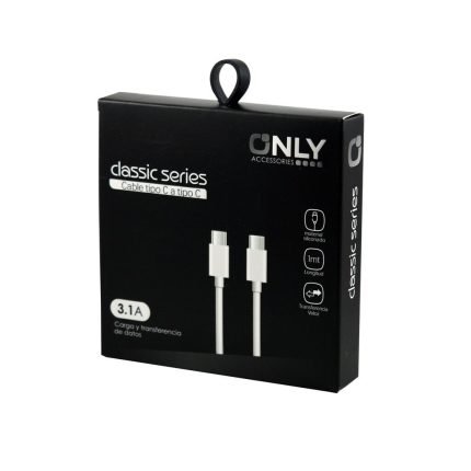 🔌 ONLY Classic Series – Cable Tipo C a Tipo C 3.1A | Carga Rápida ⚡
